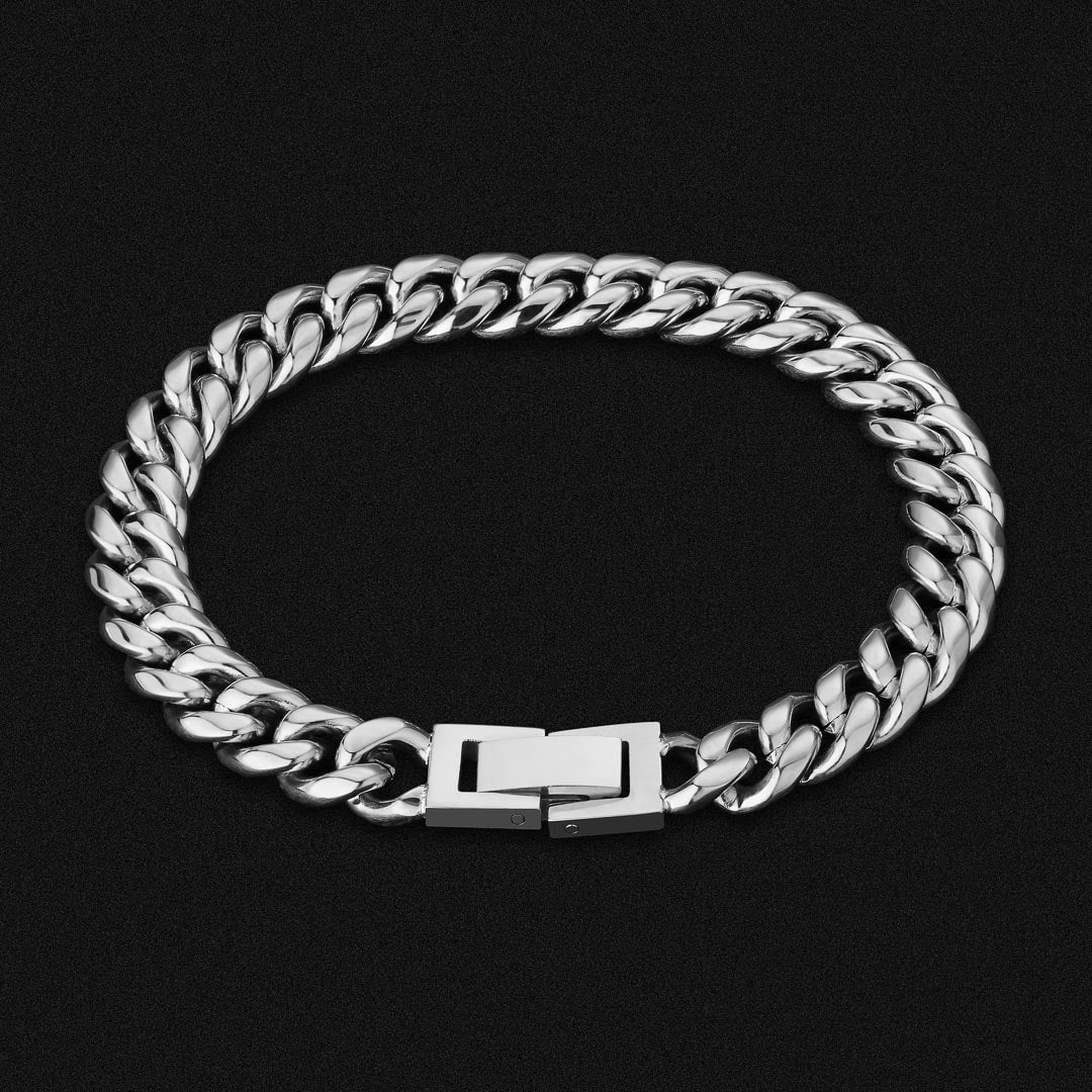 8mm Miami Cuban Bracelet White Gold