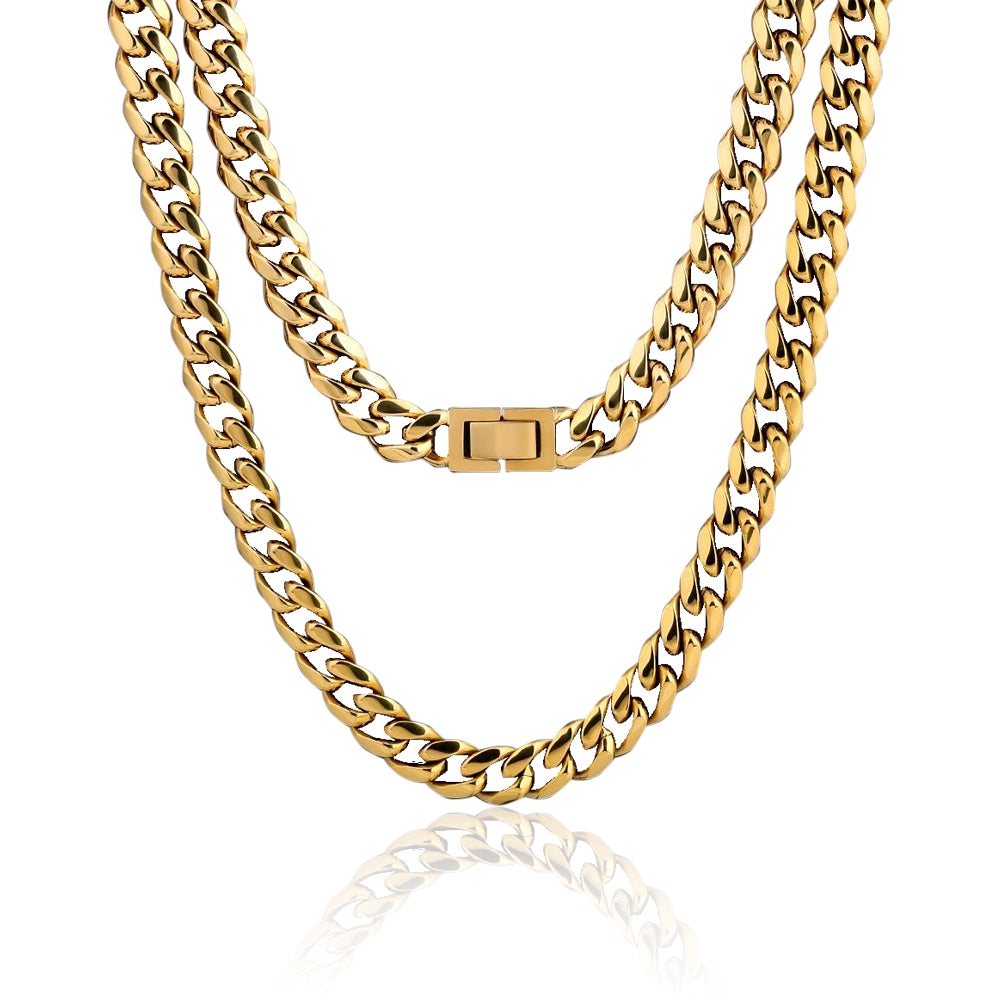 18k Gold Plated 316L Stainless Steel Cuban Chain - 10mm