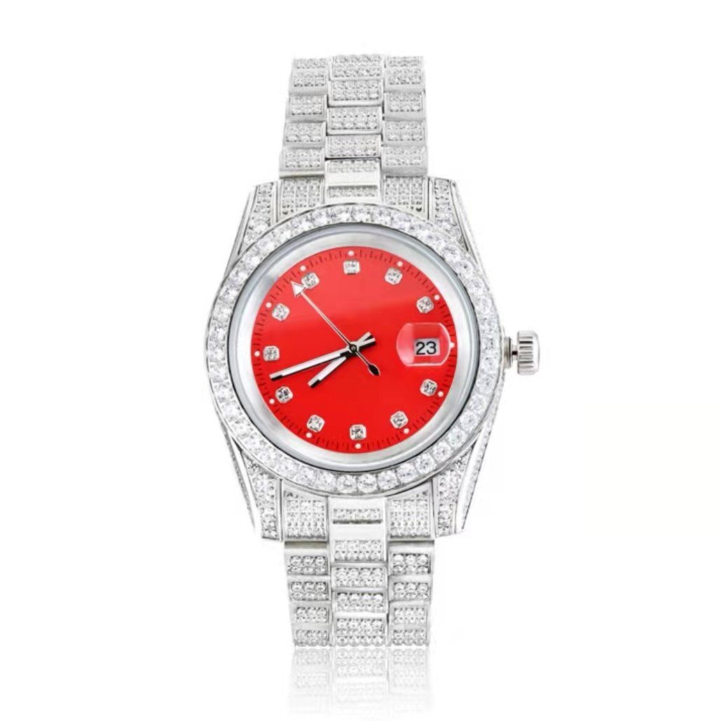 THE ICE CUBE® - Iced Out Diamond Presidential Watch in White Gold (Red