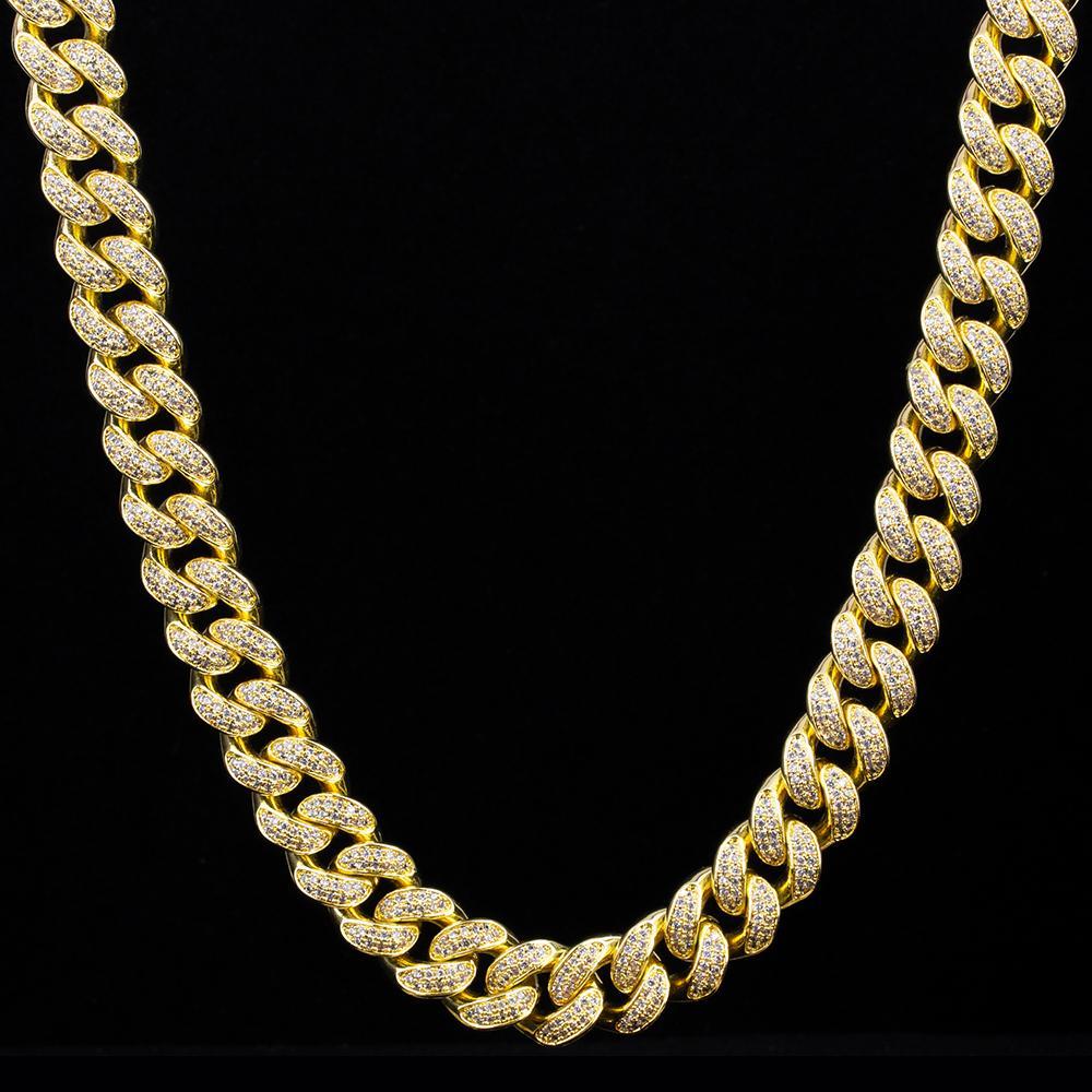 12mm CZ VVS Miami Cuban Link Chain Iced Choker Necklace 14k Gold Finish Out  ICY