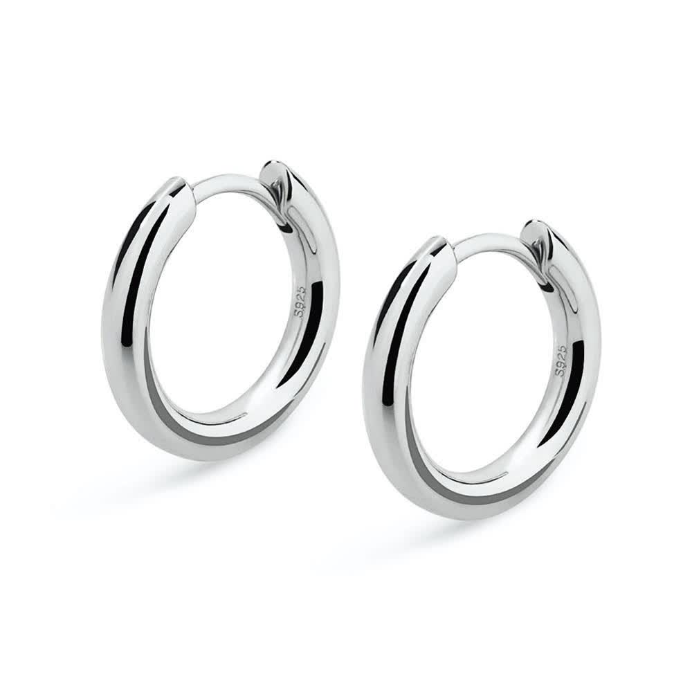 Stainless Steel Silver Hoops Earrings