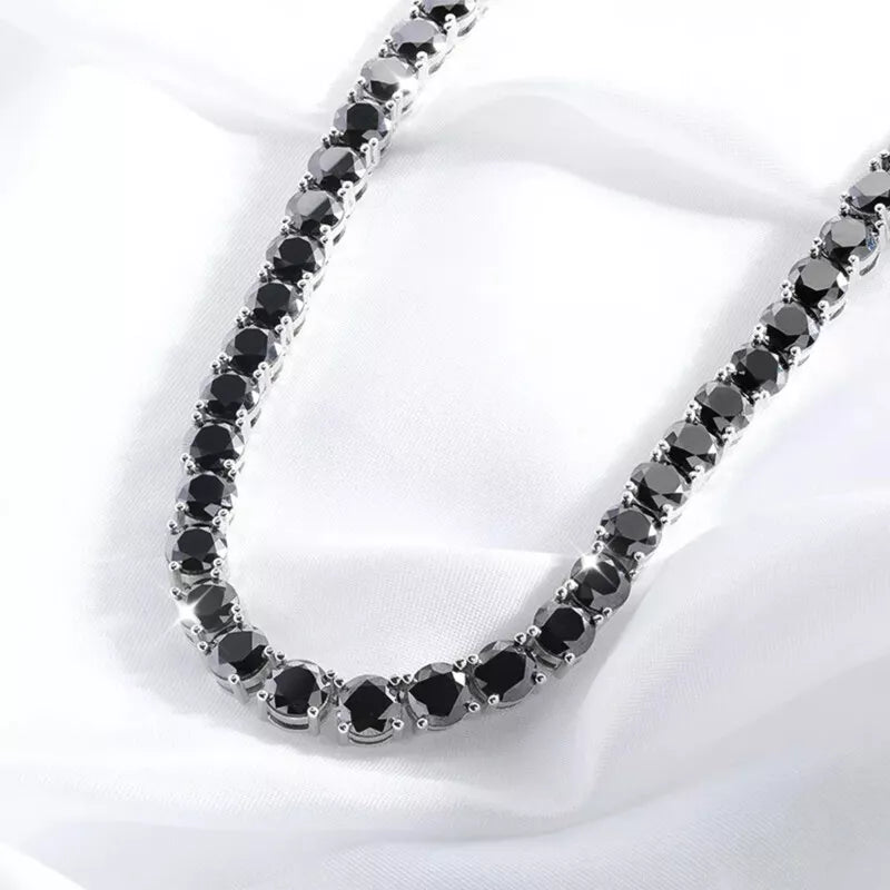 Black Moissanite Diamond 925 Sterling Silver Tennis Chain - 6.5mm Necklaces 