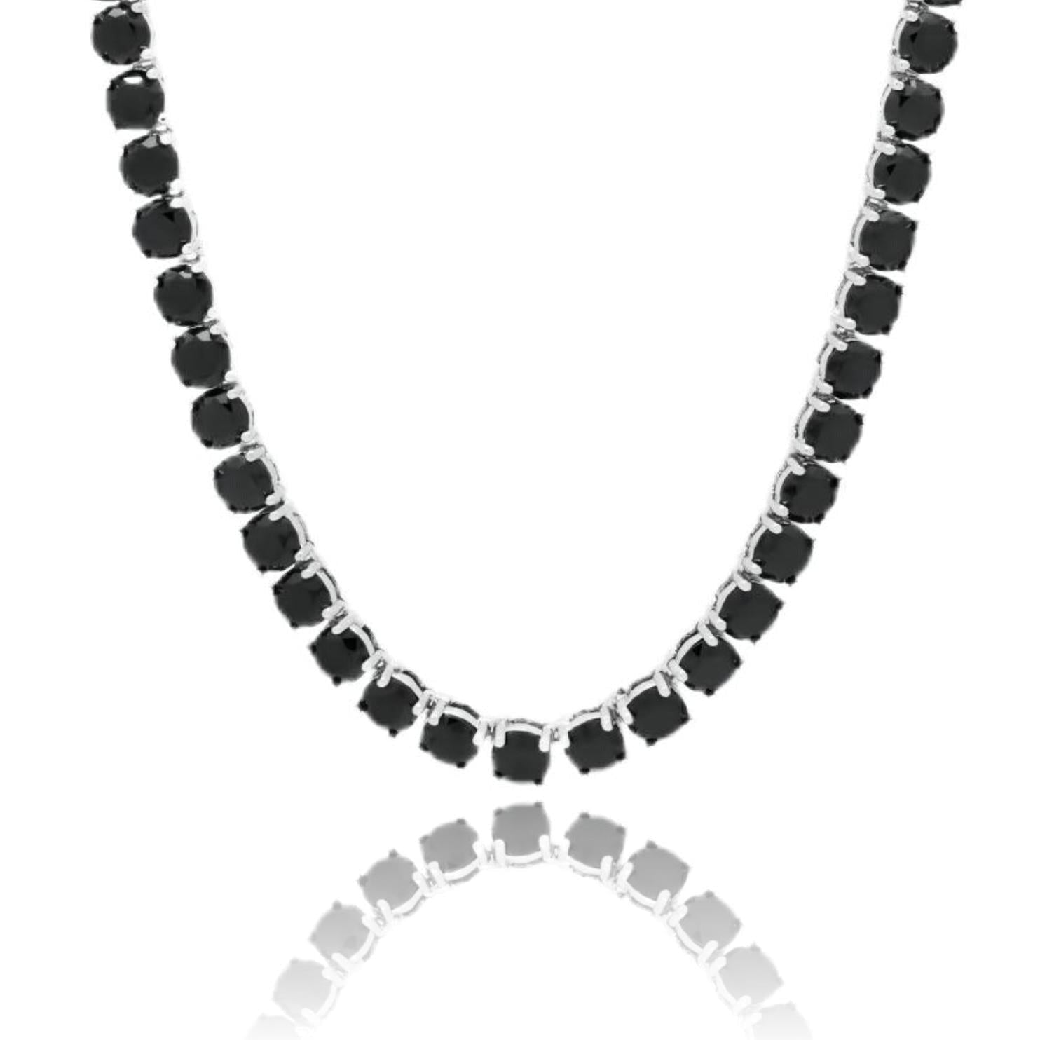 Black Moissanite Diamond 925 Sterling Silver Tennis Chain Necklaces 