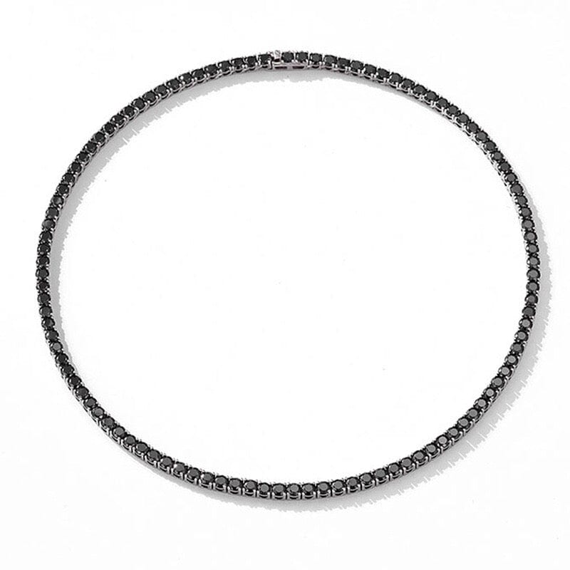 Black Moissanite Tennis Chain - 3mm Necklaces 