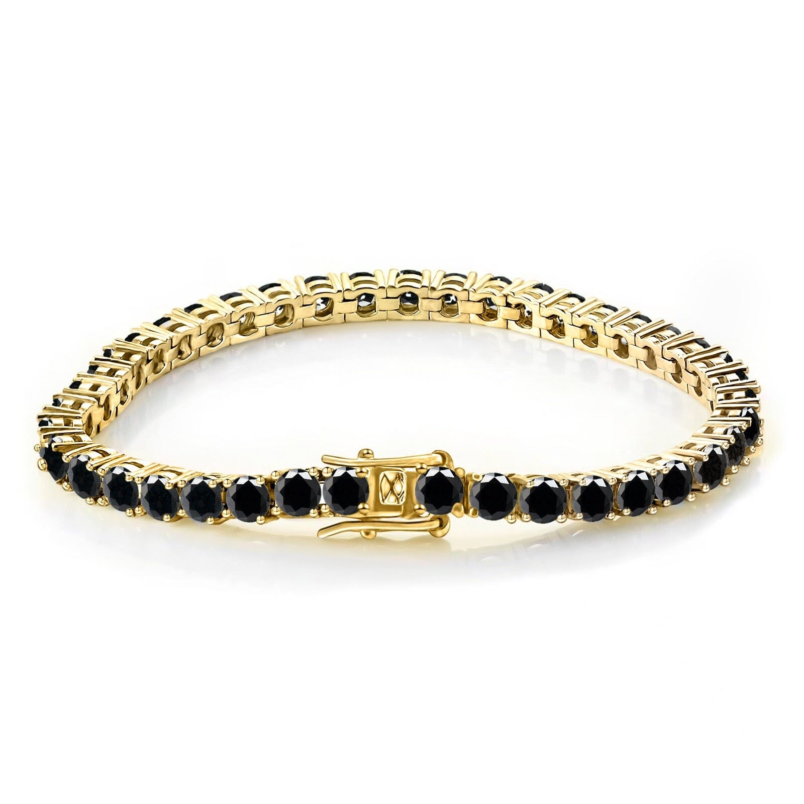 Black Moissanite Tennis Chain Bracelet in 14K Gold - 3mm Bracelets 