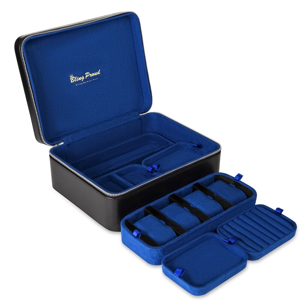 Bling Proud Deluxe Jewelry Travel Case - Royal Blue 