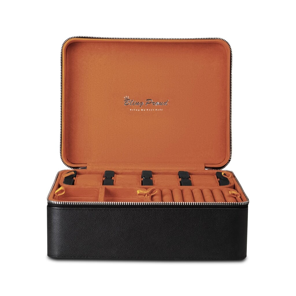 Bling Proud Deluxe Jewelry Travel Case - Vibrant Orange 