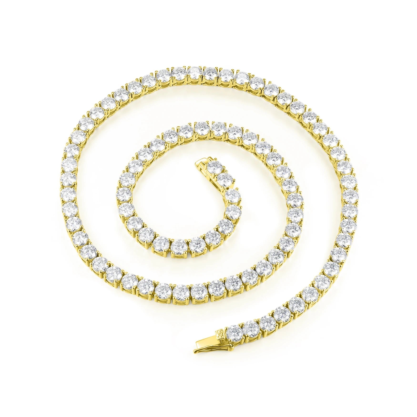 Moissanite S925 Silver Tennis Chain in 14K Gold - 6.5mm Necklaces 