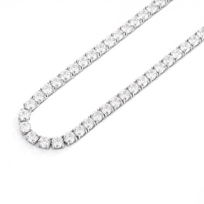 Moissanite Tennis Chain in Silver White Gold - 6.5mm Necklaces 