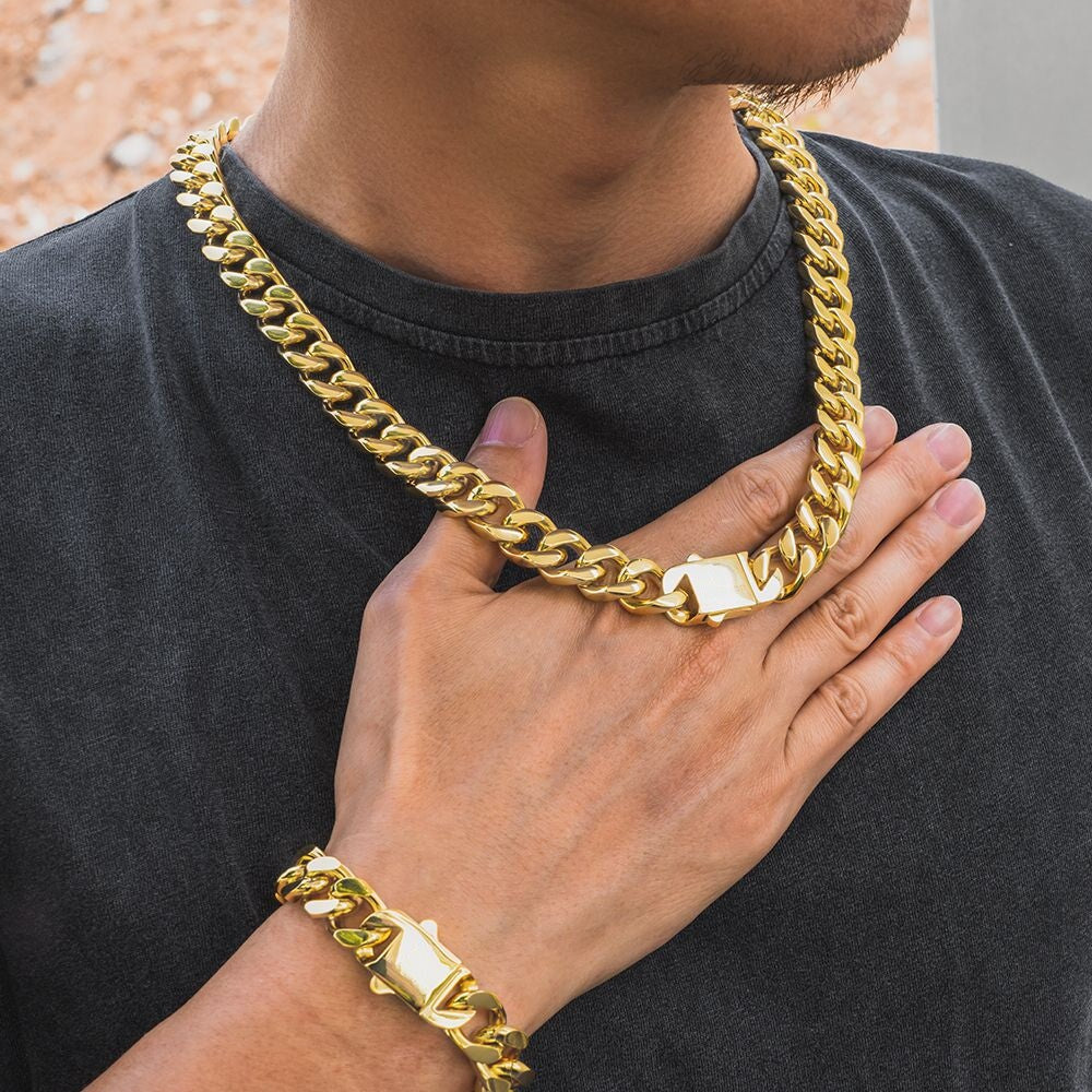 The Golden Time Ⅲ® - 14mm Curb Cuban Link Chain in 18K Gold 